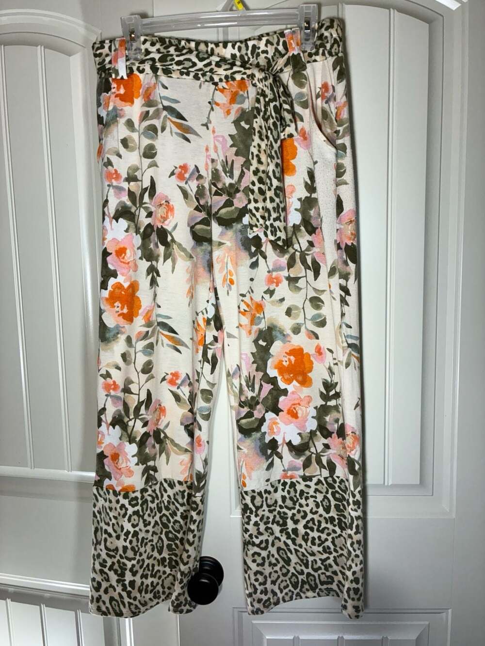 Cato Floral Print Wide Leg Lounge Pants Medium P, Multicolor Tie Waist Pocket